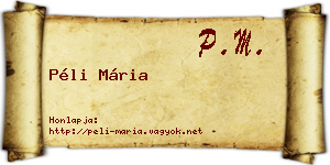 Péli Mária névjegykártya